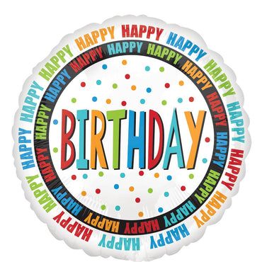 Happy Birthday Circles Foil Balloon 18in Balloons & Streamers - Party Centre