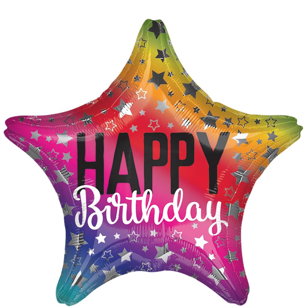 Rainbow Star Birthday Foil Balloon 18in Balloons & Streamers - Party Centre