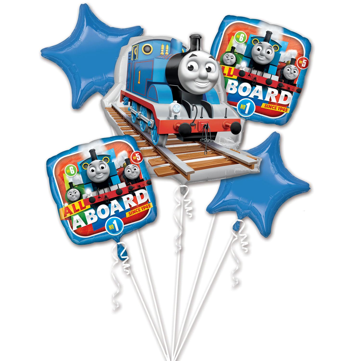 Thomas The Engine Balloon Bouquet 5pcs Balloons & Streamers - Party Centre