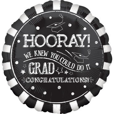 Hooray Graduation Foil Balloon 45cm Balloons & Streamers - Party Centre