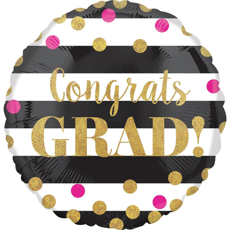 Gold Confetti Graduation Foil Balloon 45cm Balloons & Streamers - Party Centre