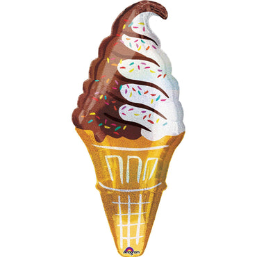 Ice Cream Cone Holographic SuperShape 45x104cm Balloons & Streamers - Party Centre
