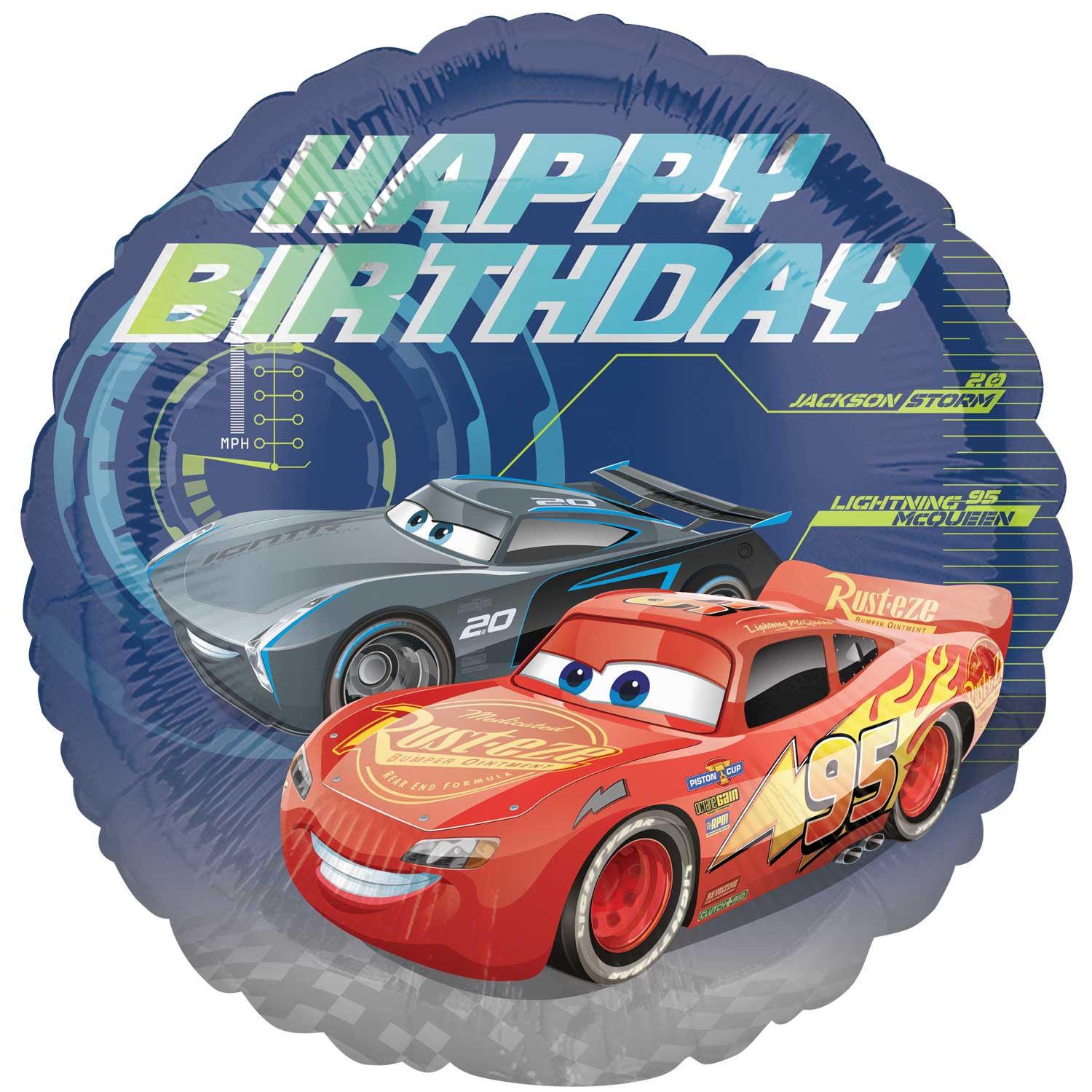 Cars Happy Birthday Foil Balloon 45cm Balloons & Streamers - Party Centre
