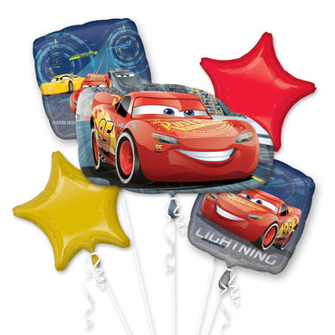 Lightning McQueen Balloon Bouquet 5pcs Balloons & Streamers - Party Centre