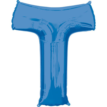 Letter T Blue SuperShape Foil Balloon 53x81cm Balloons & Streamers - Party Centre
