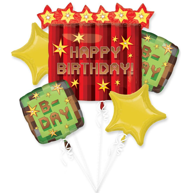 TNT Party Happy Birthday Balloon Bouquet 5pcs Balloons & Streamers - Party Centre