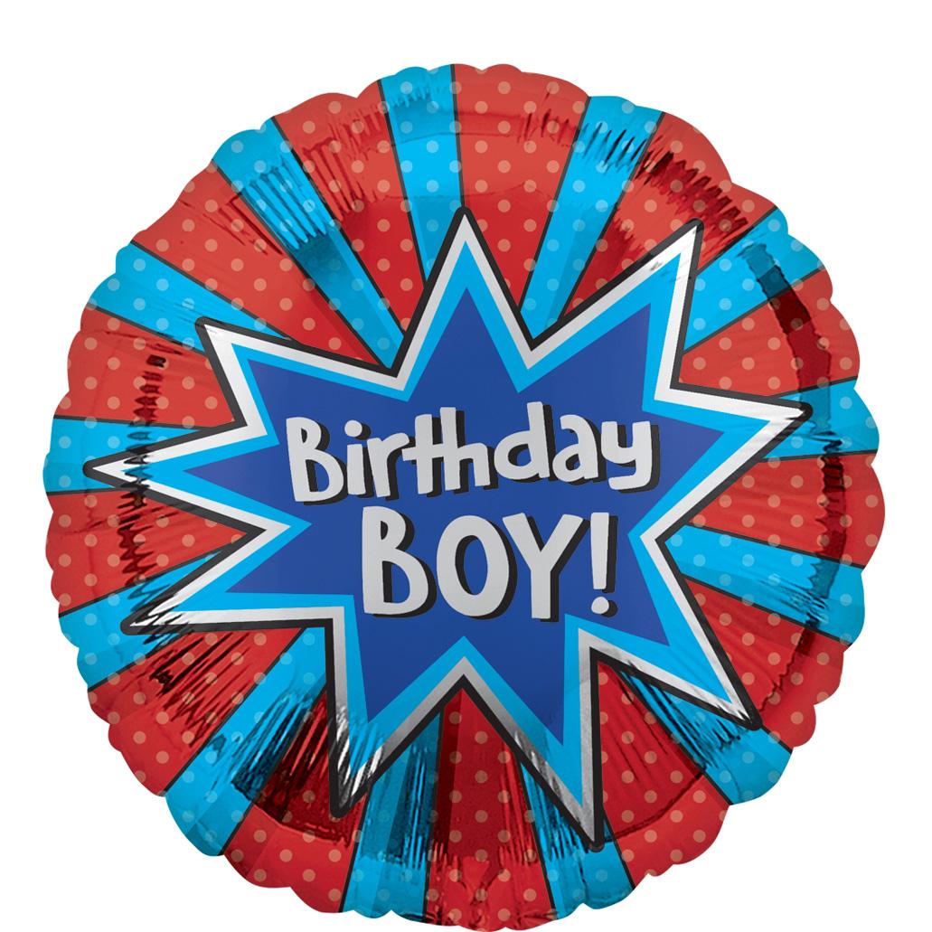 Birthday Boy Burst Foil Balloon 45cm Balloons & Streamers - Party Centre