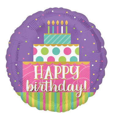 Birthday Cake Swirls Foil Balloon 18in Balloons & Streamers - Party Centre