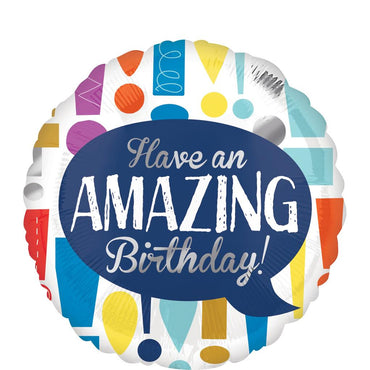 Amazing Birthday Foil Balloon 45cm Balloons & Streamers - Party Centre