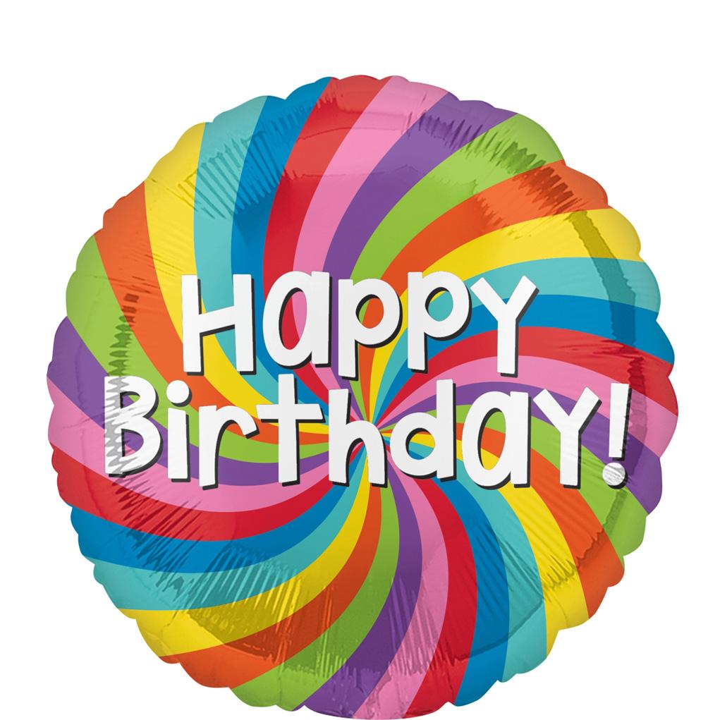 Happy Birthday Rainbow Wheel Foil Balloon 45cm Balloons & Streamers - Party Centre