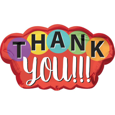 Thank You Dots SuperShape Foil Balloon 76x45cm Balloons & Streamers - Party Centre