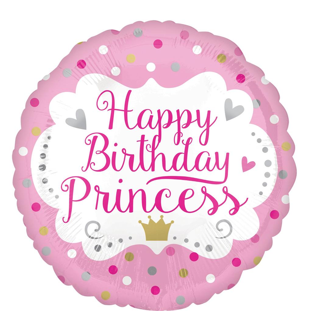 Happy Birthday Princess Foil Balloon 45cm Balloons & Streamers - Party Centre