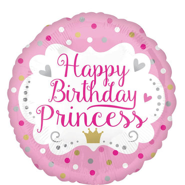 Happy Birthday Princess Foil Balloon 45cm Balloons & Streamers - Party Centre