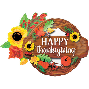 Thanksgiving Wreath SuperShape Foil Balloon 81x58cm Balloons & Streamers - Party Centre
