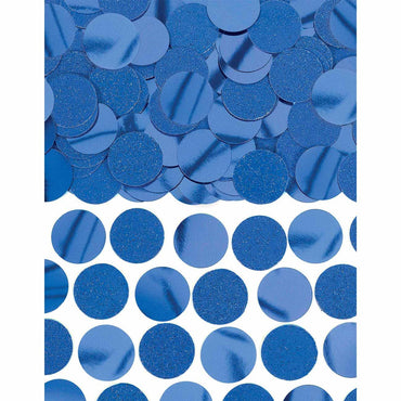Blue Glitter & Foil Circle Confetti 2.25oz Decorations - Party Centre