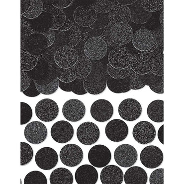 Jet Black Glitter & Foil Circle Confetti 2.25oz Decorations - Party Centre