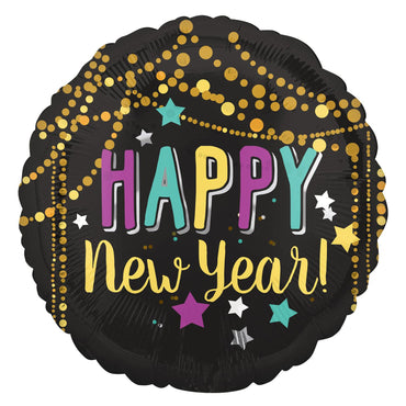 Festive New Year Foil Balloon 45cm Balloons & Streamers - Party Centre