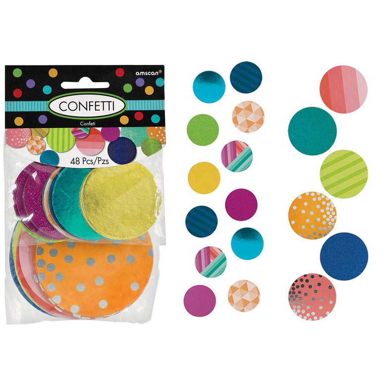 Giant Confetti Circles Glitter Paper & Foil 48pcs Decorations - Party Centre