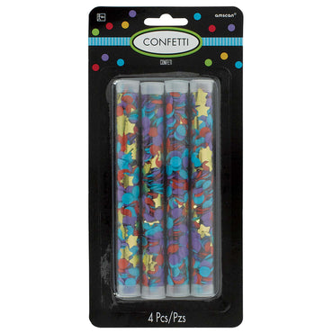 Multi Color Foil Confetti Tubes 6.50in, 4pcs
