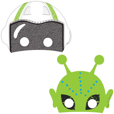 Blast Off Birthday Paper Masks 8pcs Costumes & Apparel - Party Centre