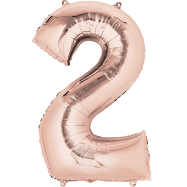 Rose Gold Number 2 SuperShape Foil Balloon 55x83cm Balloons & Streamers - Party Centre
