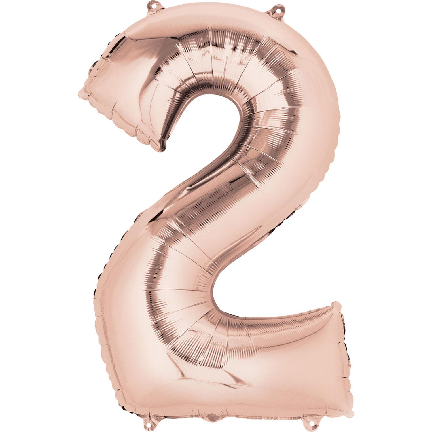Number 2 Rose Gold SuperShape 50x83cm Balloons & Streamers - Party Centre