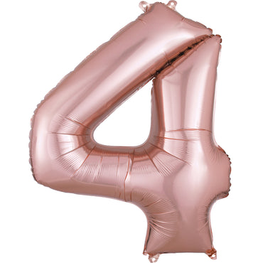 Rose Gold Number 4 Supershape Balloon 60cmx91cm