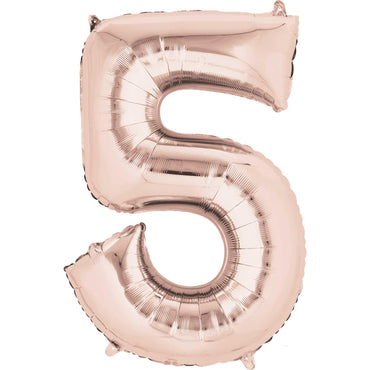 Number 5 Rose Gold SuperShape 58x83cm Balloons & Streamers - Party Centre