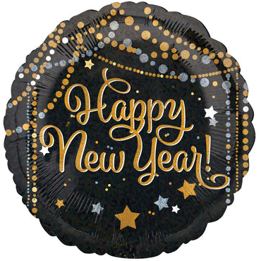 Happy New Year Sparkle Streamers Holograpic Balloon  45cm Balloons & Streamers - Party Centre