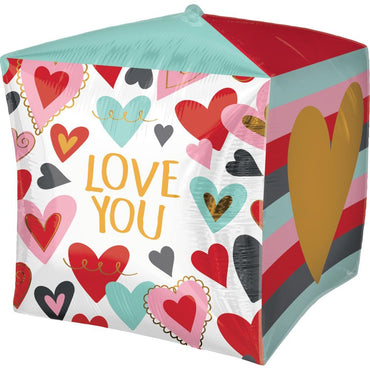 Trendy Love UltraShape Cubez Foil Balloon 38cm Balloons & Streamers - Party Centre
