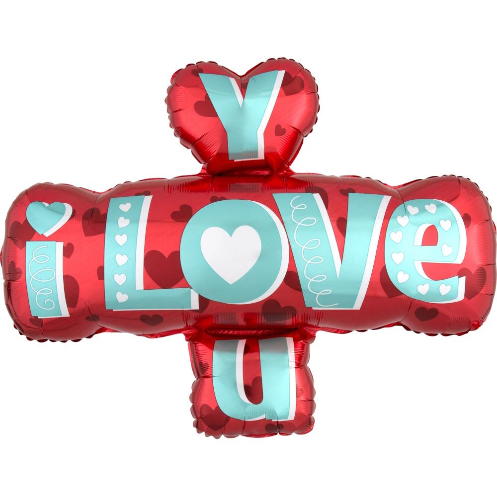 I Love You Type SuperShape Balloon 81x60cm Balloons & Streamers - Party Centre