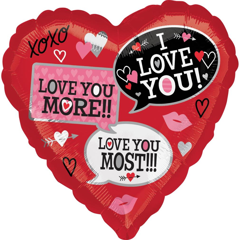 Love You Most Foil Balloon 45cm Balloons & Streamers - Party Centre