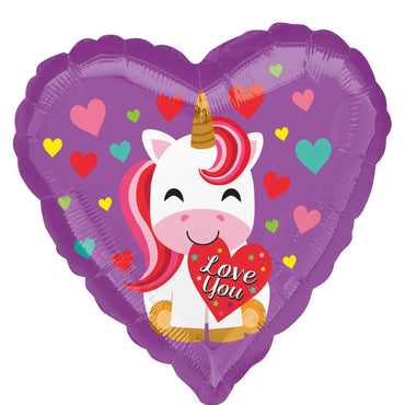 Love  You Unicorn Foil Balloon 45cm Balloons & Streamers - Party Centre