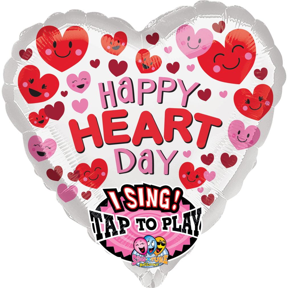 Happy Heart Day Jumbo Sing-A-Tune Foil Balloon 73cm Balloons & Streamers - Party Centre