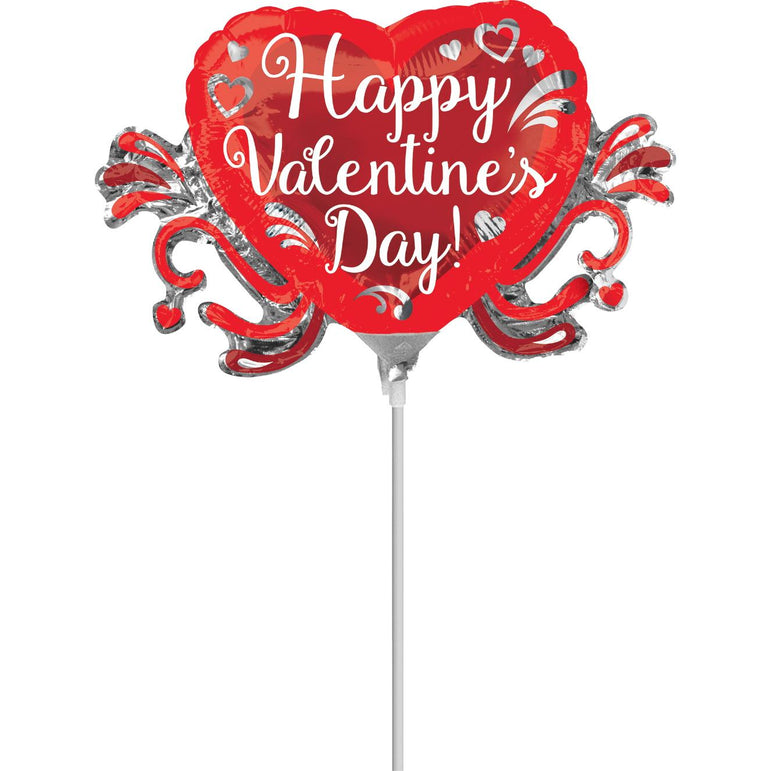 Happy Valentine's Day Fancy Swirls Mini Shape Balloon Balloons & Streamers - Party Centre