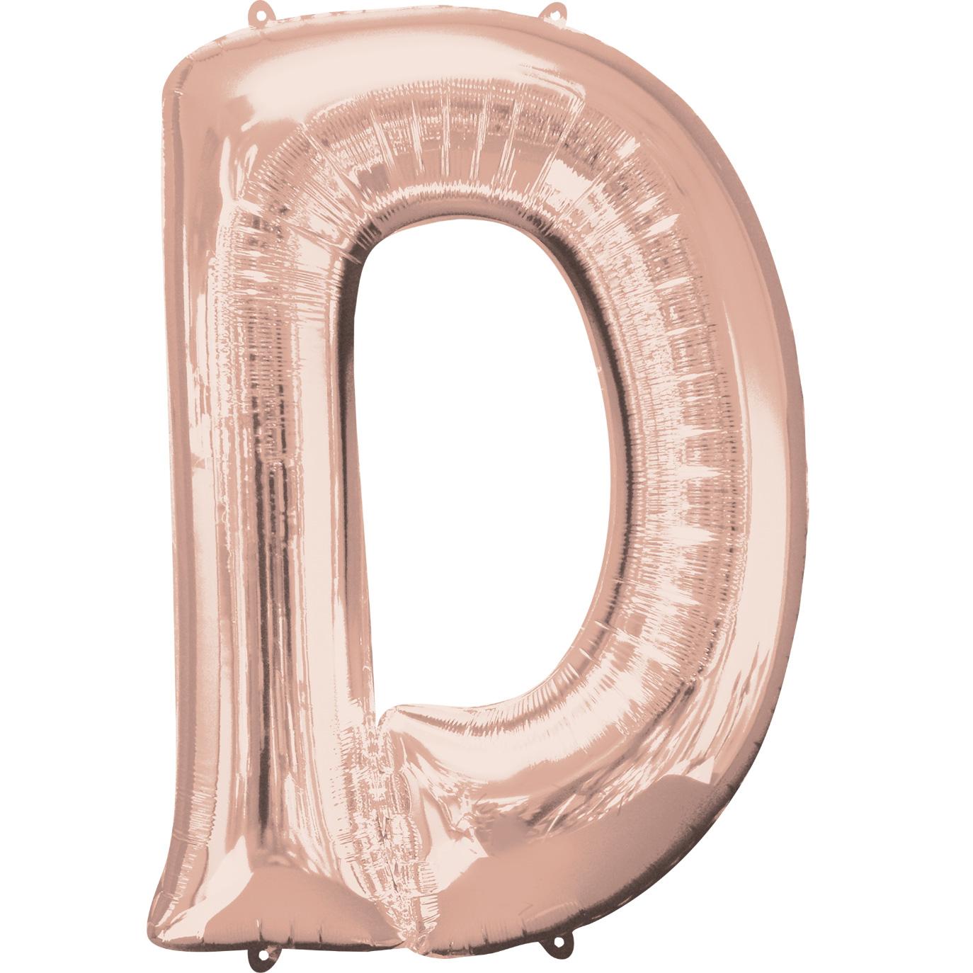Letter D Rose Gold SuperShape Foil Balloon 60x83cm Balloons & Streamers - Party Centre