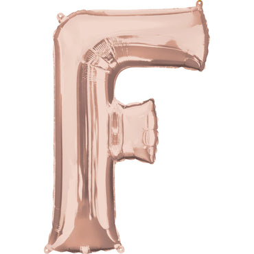 Letter F Rose Gold SuperShape Foil Balloon 53x81cm Balloons & Streamers - Party Centre