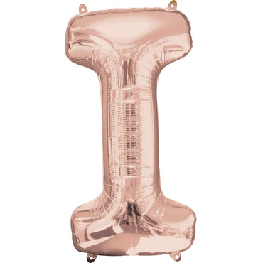 Letter I Rose Gold SuperShape Foil Balloon 45x81cm Balloons & Streamers - Party Centre