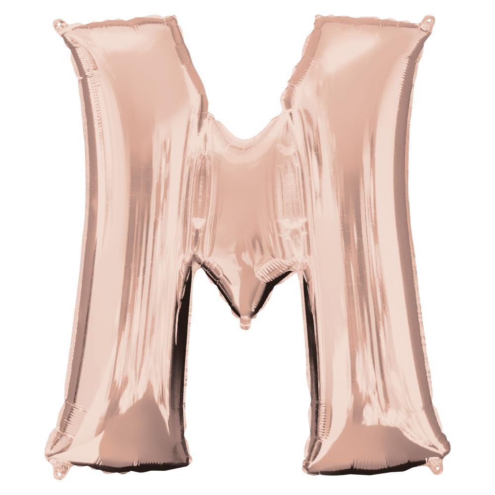 Letter M Rose Gold SuperShape Foil Balloon 81x83cm Balloons & Streamers - Party Centre