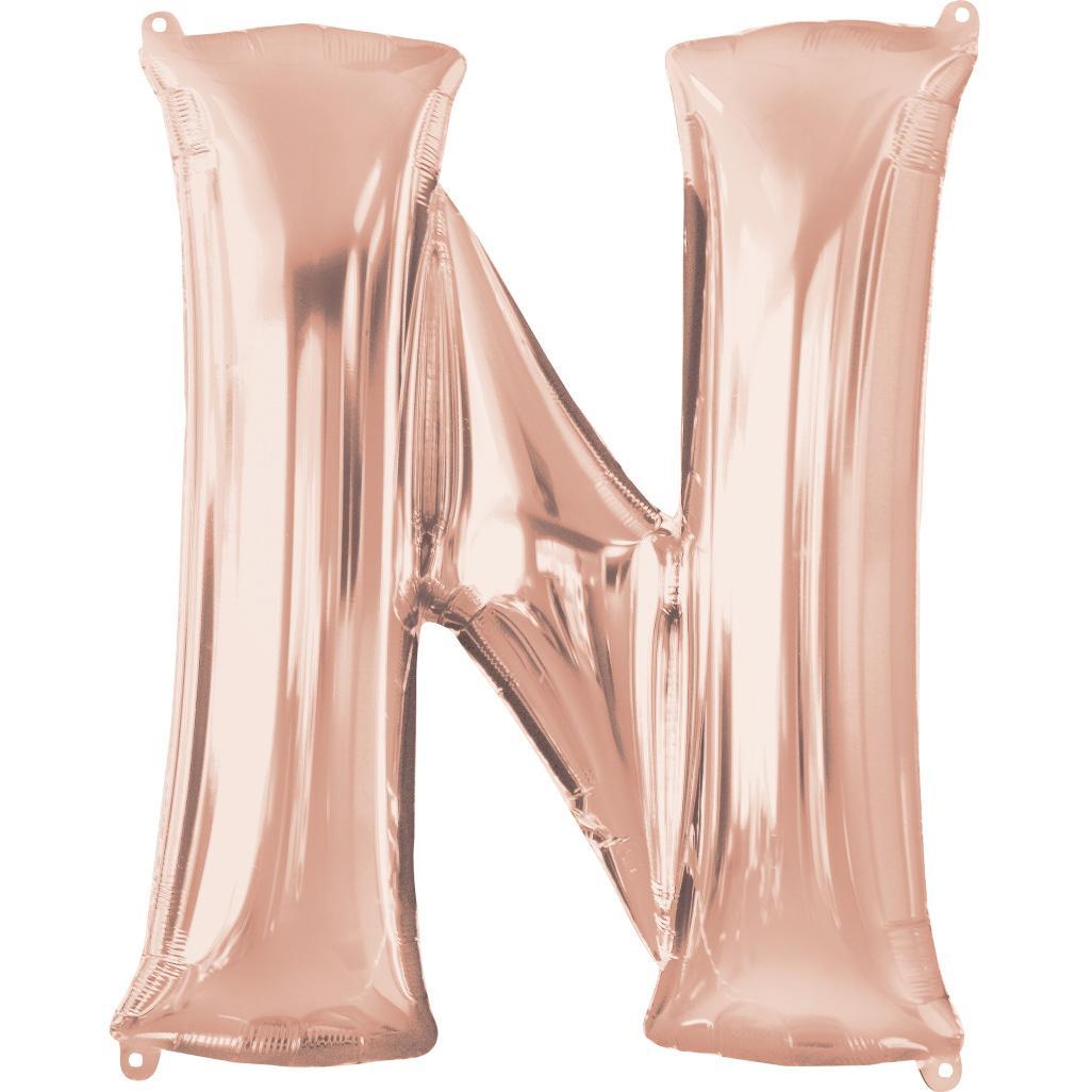 Letter N Rose Gold SuperShape Foil Balloon 60x81cm Balloons & Streamers - Party Centre