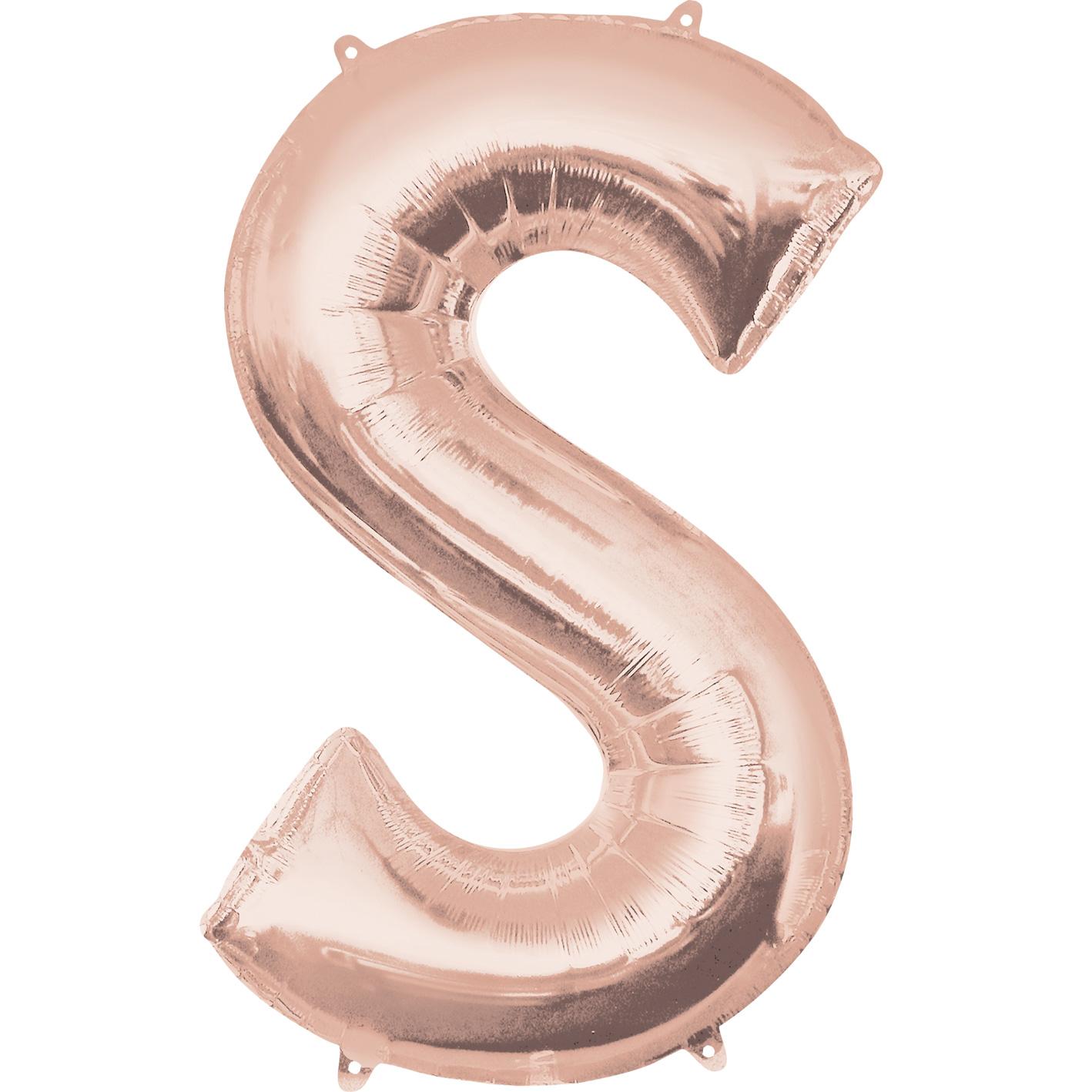 Letter S Rose Gold SuperShape Foil Balloon 53x88cm Balloons & Streamers - Party Centre