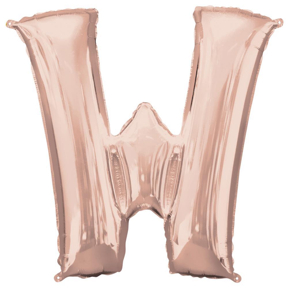 Letter W Rose Gold SuperShape Foil Balloon 71x83cm Balloons & Streamers - Party Centre