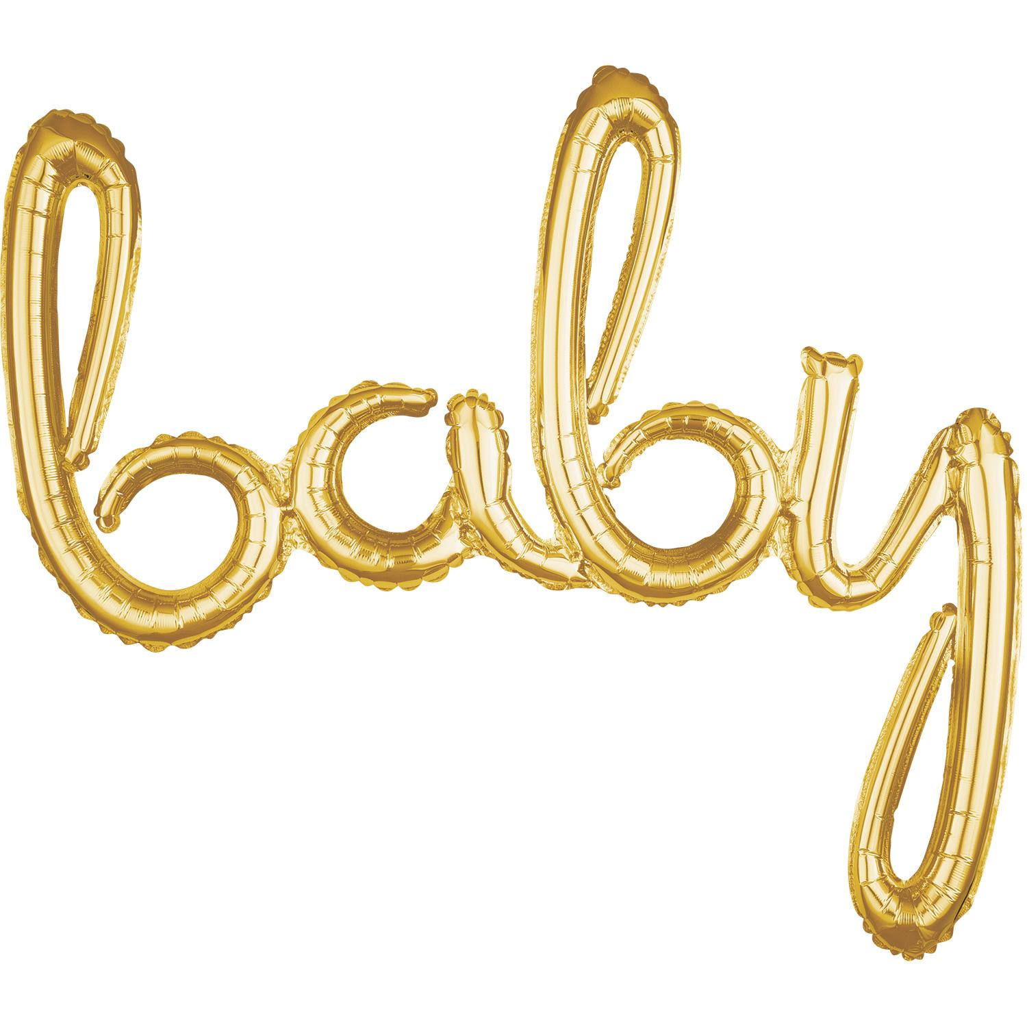 Baby Script Phrase Gold  Foil Balloon 99x83cm Balloons & Streamers - Party Centre