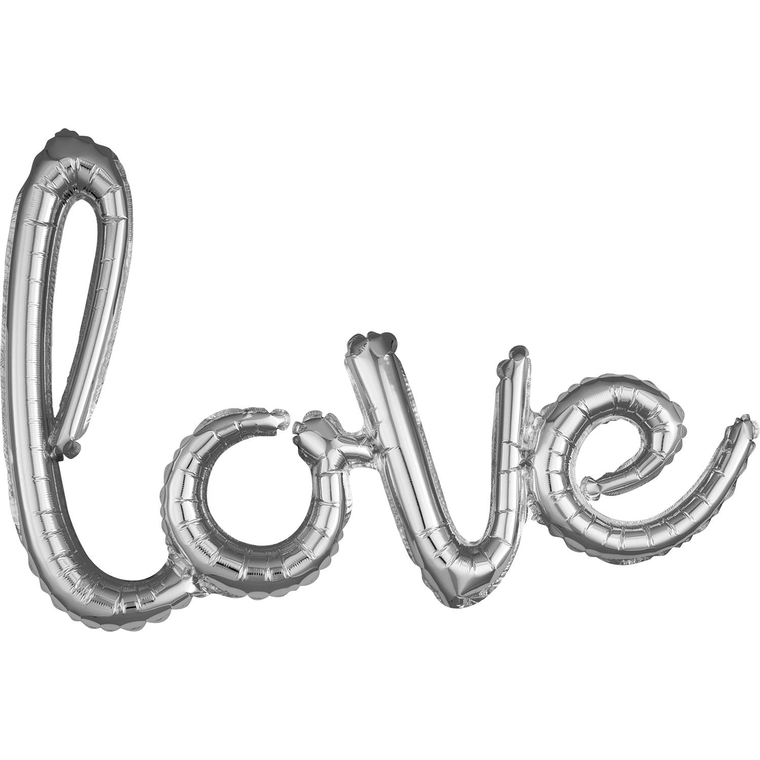 Love Script Phrase Silver Foil Balloon 78x53cm Balloons & Streamers - Party Centre