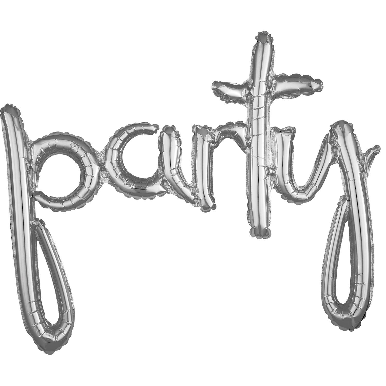 Party Script Phrase Silver Foil Balloon 99x78cm Balloons & Streamers - Party Centre