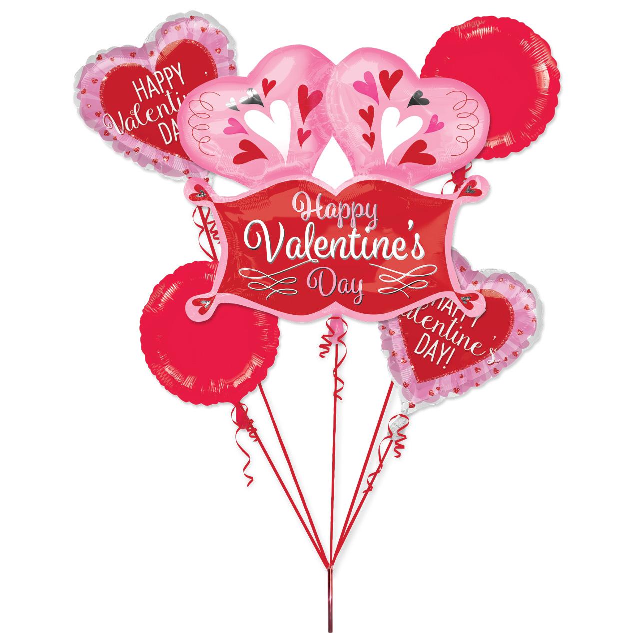 Double Heart Marquee Balloon Bouquet 5pcs Balloons & Streamers - Party Centre