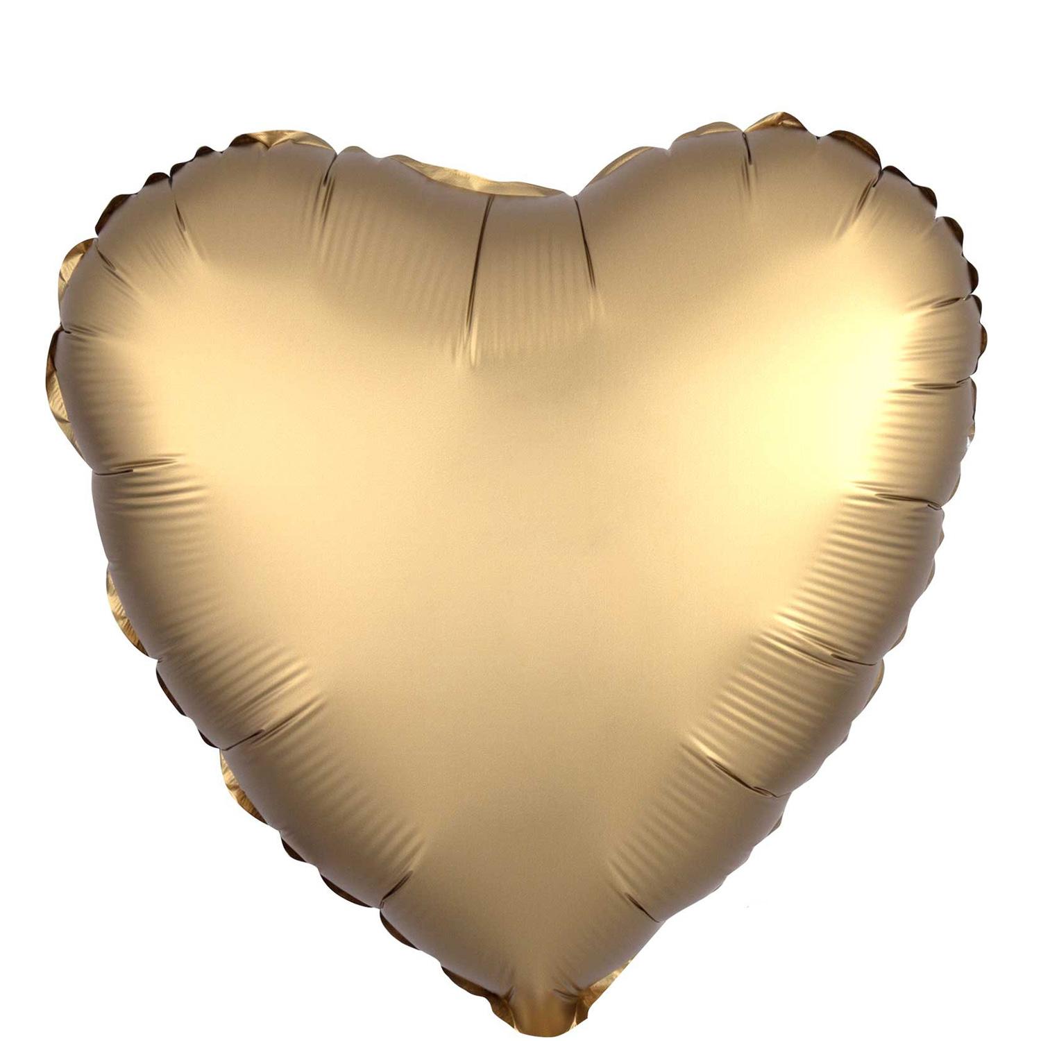 Satin Luxe Gold Sateen Heart Foil Balloon 45cm Balloons & Streamers - Party Centre