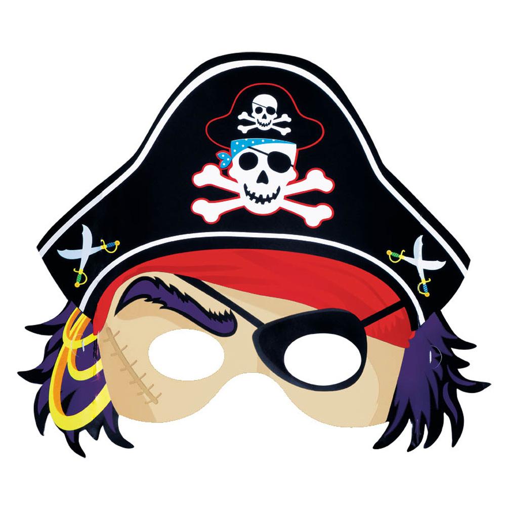 Pirate's Treasure Masks 8 x 9in, 8pcs Costumes & Apparel - Party Centre