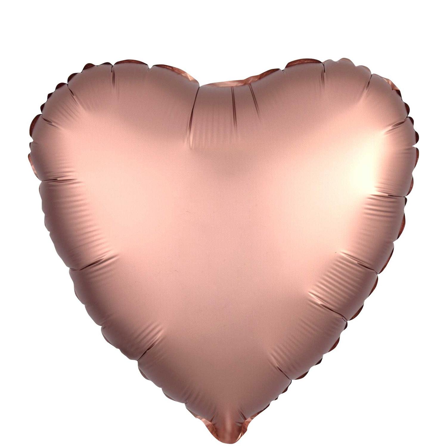 Satin Luxe Rose Copper Heart Foil Balloon 45cm Balloons & Streamers - Party Centre
