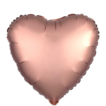 Satin Luxe Rose Copper Heart Foil Balloon 45cm Balloons & Streamers - Party Centre